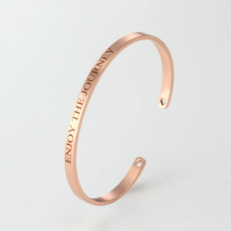 

316L Stainless Steel Engraved ENJOY THE JOURNEY Inspirational Quote Cuff Bracelet Mantra Bracelet Bangle for Women