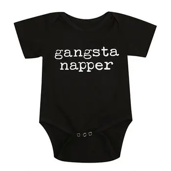 

GANGSTA NAPPER 2017 New Summer Cotton Newborn Infant Baby Boys Bodysuit Short Sleeve Letter Jumpsuit Clothes Outfits