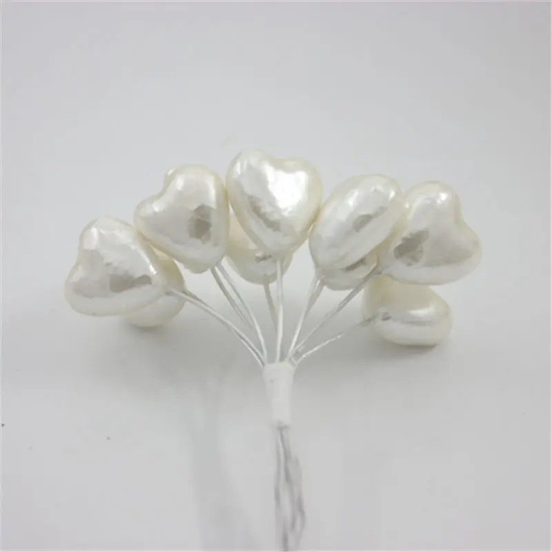 Свадебный цветок невесты аксессуары с железным в форме сердца ручной обруч для волос с орнаментами 10 шт - Цвет: Milk white