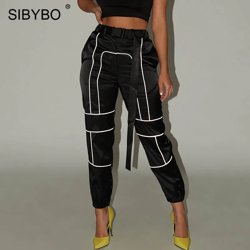 

Sibybo Spliced Sashes Harem Pants Women Fashion High Waist Pockets Autumn Women Trousers Streetwear Black Ladies Casual Pants