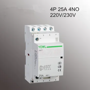

4P 25A CT1 220V/230V 50/60HZ 35mm Din rail Modular AC Contactor Household Home ac contactor 4NO