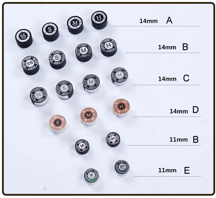 KAMUI пул Кии советы 14 мм Черный цвет SS/S/M/H снукер кия наконечник 11 мм желтый S/M/H