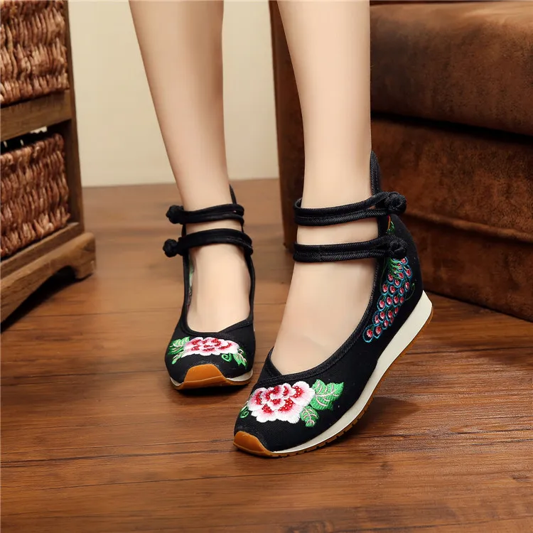 Винтажные этнические кроссовки с вышивкой; женская обувь на плоской платформе с вышивкой; Повседневные Удобные кроссовки из джинсовой ткани в китайском стиле - Цвет: 26
