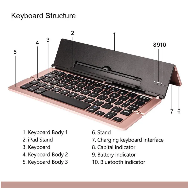 Basix Bluetooth складная беспроводная сенсорная клавиатура складная мини-клавиатура для IOS/Android/Windows ipad планшет клавиатура