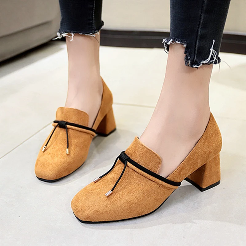 Spring Autumn Square Toe High Heels Boat Shoes Woman Dress Spring Autumn Square Toe High Heels Boat Shoes Woman Dress