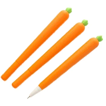 

4 pcs Novelty Carrots Pen plastic Black ink Cute Vegetable for office and school supplies gift for kids