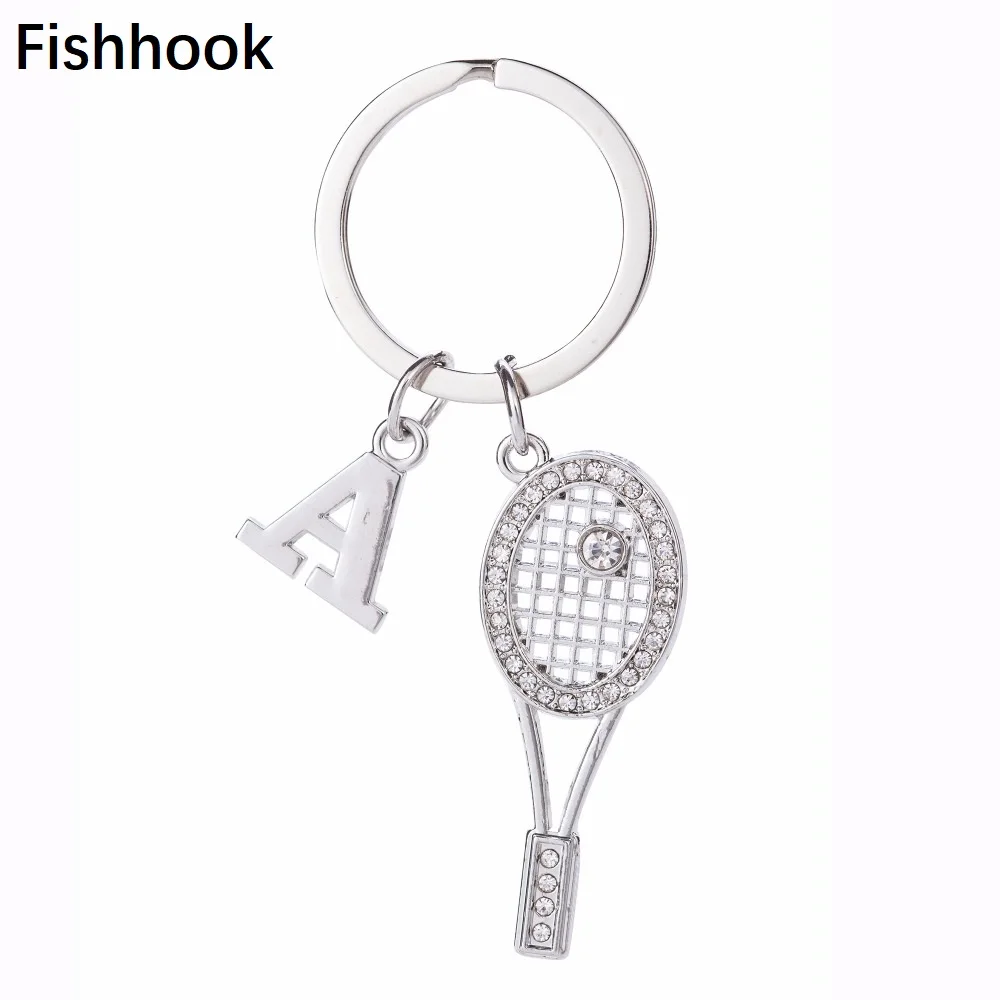 

ishhook Fashion Clear Rhinestone Fashion Letter A B Pendants 26 alphabet Initial keyrings Tennis Keychain women bag accessories