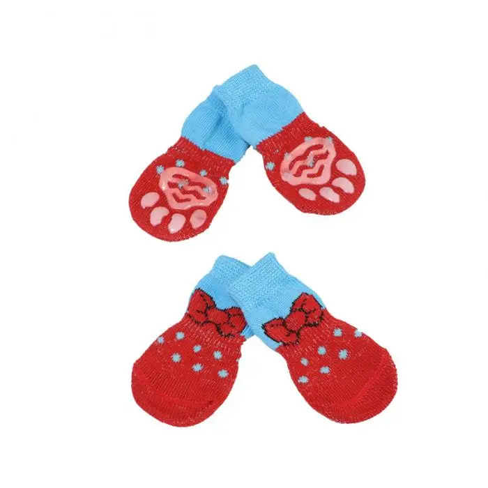4 шт. носки для щенков Нескользящие вязаные дышащие эластичные теплые зимние носки для дома XHC88