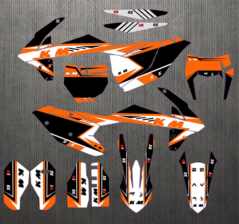 

Team Full set Sticker For KTM EXC EXCF 2017 - 2019 SX SX-F SXF 2016 - 2018 Kit Customizable Number Graphics Backgrounds Decals