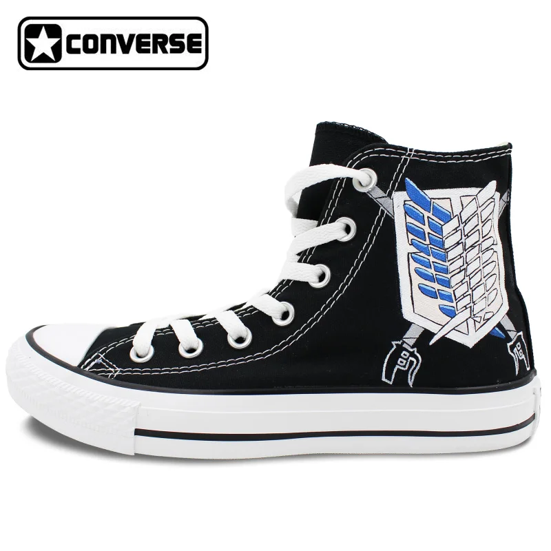 Scout Regiment Attack on Titan Converse All Star Design Hand Painted Shoes Custom High Top Black Canvas Sneakers Birthday Gifts Scout Regiment Attack on Titan Converse All Star Design Hand Painted Shoes Custom High Top Black Canvas Sneakers Birthday Gifts
