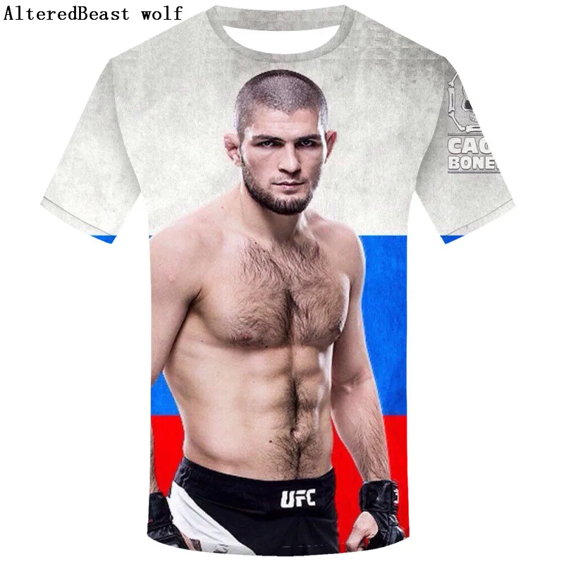 Мужская футболка Khabib с коротким рукавом 3D модная крутая круглым вырезом Nurmagom