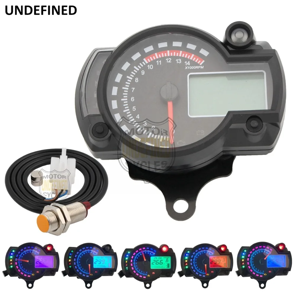 Black Tachometer Motorcycle Speedometer Odometer 12V Digital Backlight