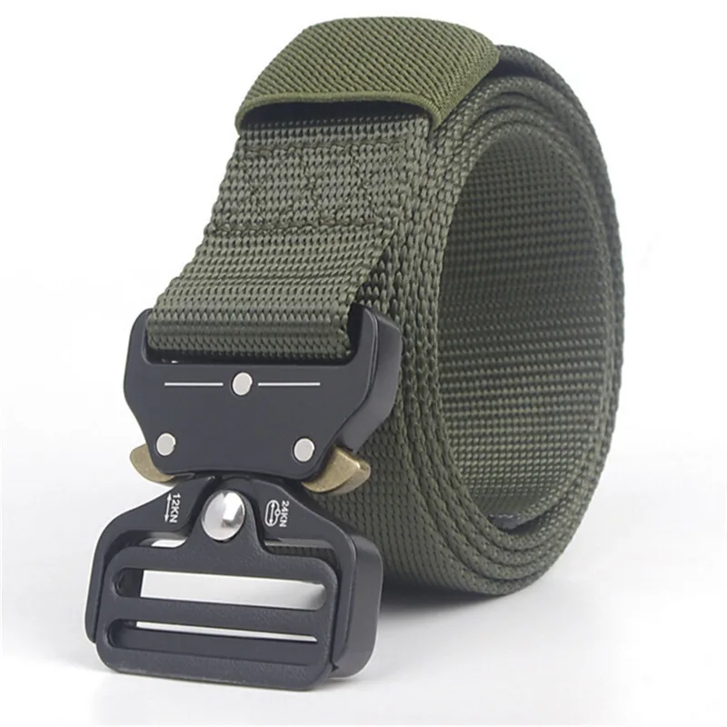 Tactical 120CM Outdoor Military Tactical Belt solid Buckle Nylon Waist Belts Multicam Molle Automatic Buckle Army Belts - Цвет: army green 2