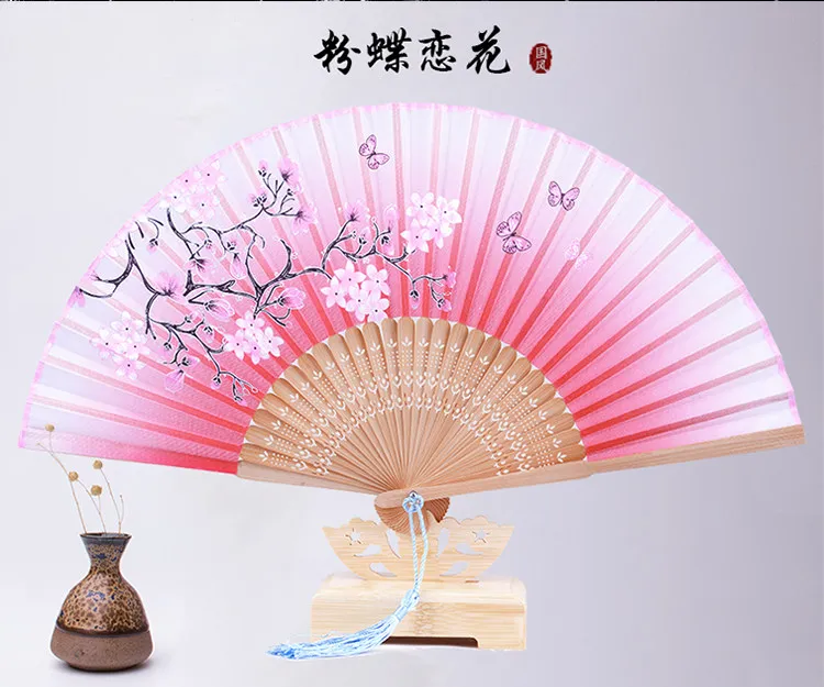 Винтажный Ретро стиль мода Китайский Японский складной веер сакура узор Искусство ремесло подарок свадебный танец ручной вентилятор