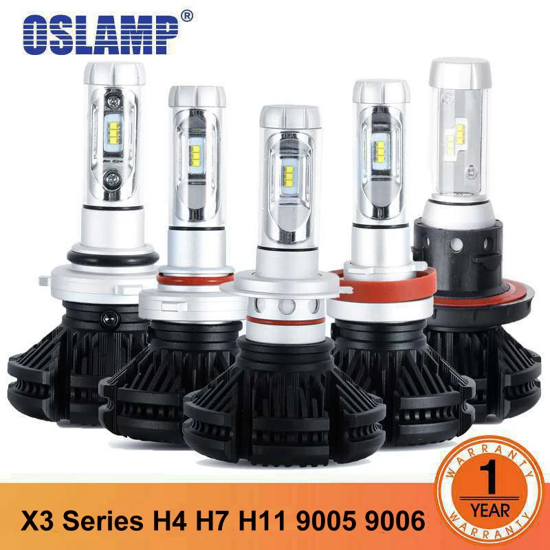 Oslamp X3 серии светодиодный фар H4 лампы для передних H7 H11/H8/H9 9005 9006/HB4 50 Вт 6000LM спереди