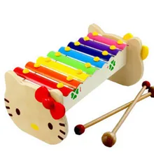 Новая деревянная игрушка перкуссия, 8 ксилофон мультфильм котенок, детское ранее детство обучающий игрушки