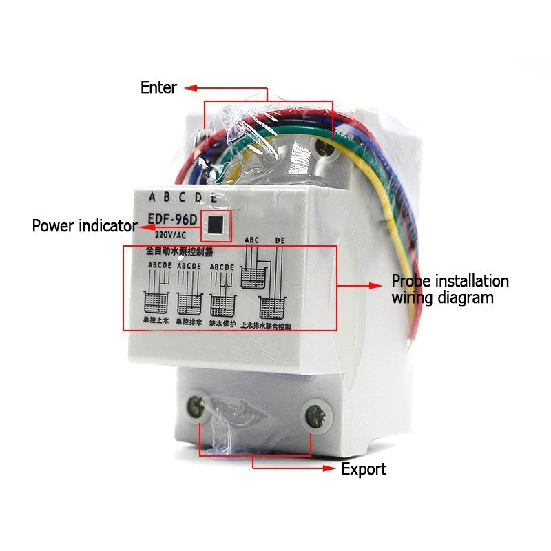 Переменный ток 220 В 10 А 110 В EDF96D на din-рейку Поплавковый выключатель автоматический регулятор уровня воды контроллер водяного насоса с 3 зондами