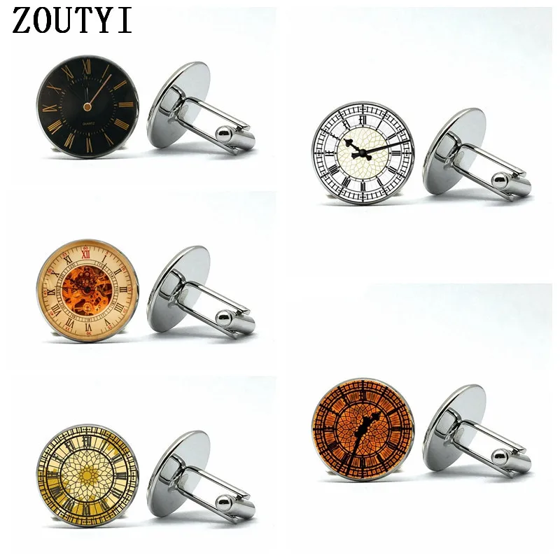 

2018/ hot sale, glamour men's glass clock pattern cufflinks, men's gift cufflinks. Wholesale