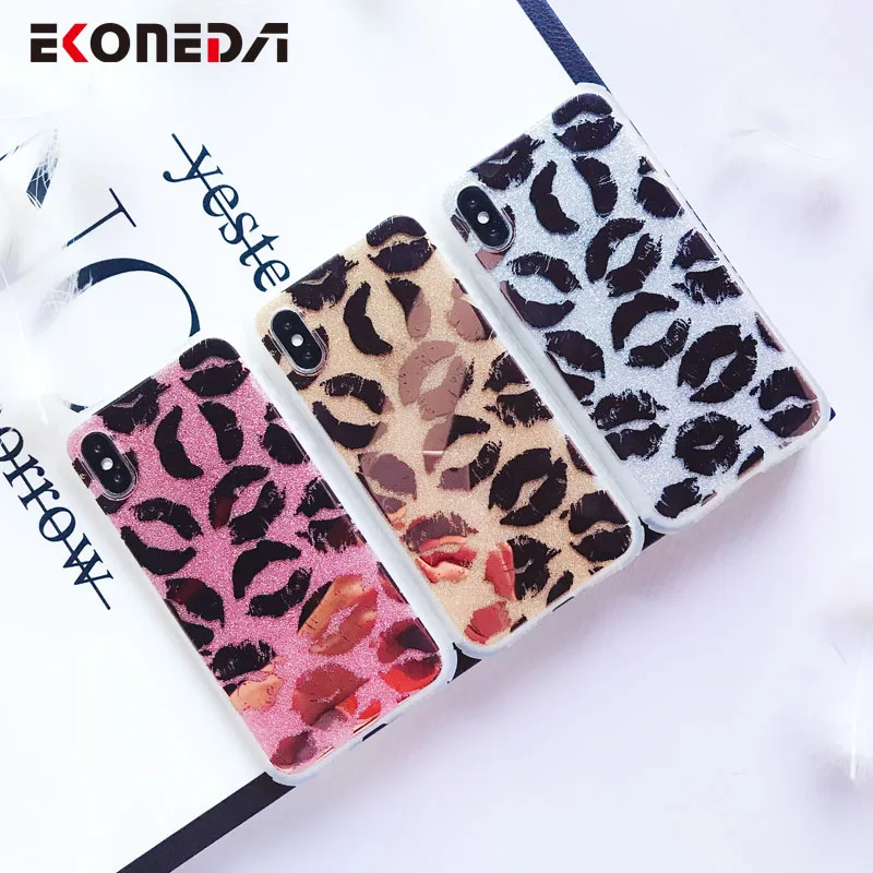 EKONEDA чехол с зеркальными губами для iPhone 7 блестками X Роскошный девочек XR XS Max 6S 8 Plus