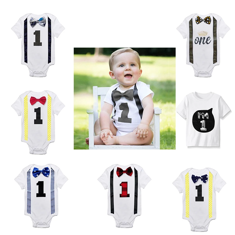 

Baby Boy Rompers White Kids Jumpsuits One Pieces First Birthday Outfits 12 Months Newborn Boys Roupas Baby Clothes