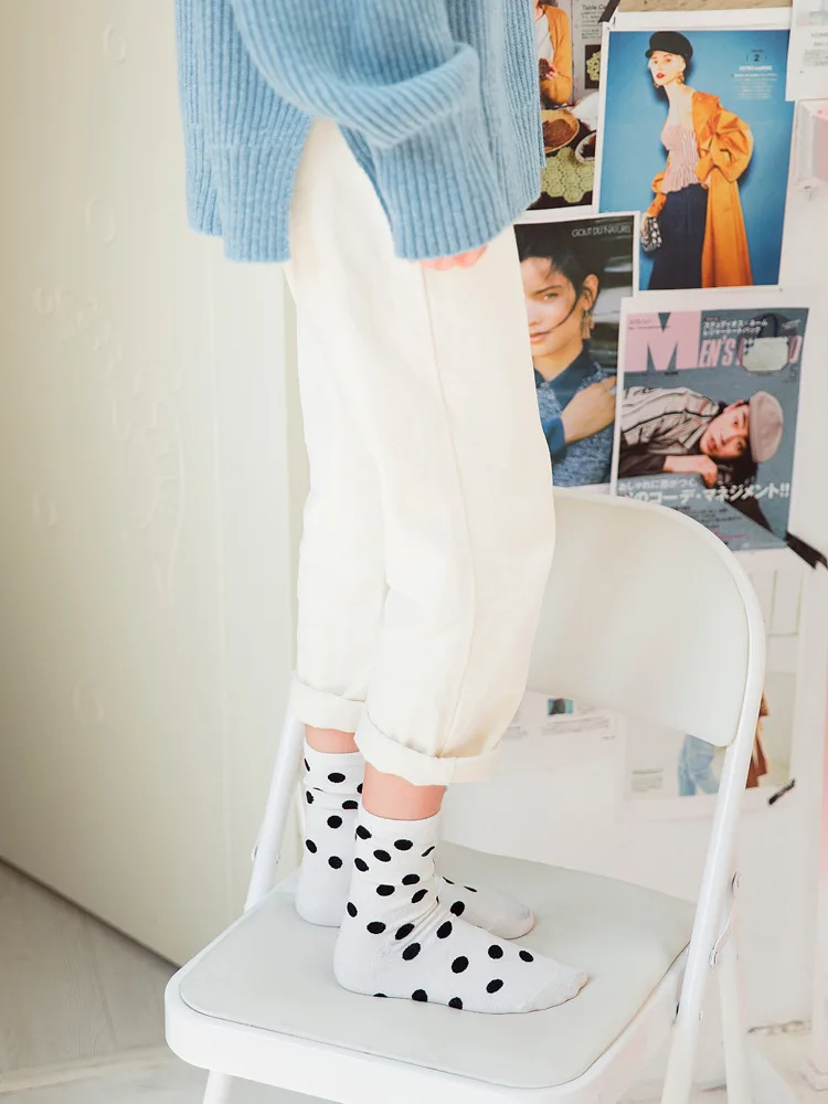 2019 модные женские туфли милые носки в горошек Женские теплые зима-осень хлопковые носки мягкие теплые носки
