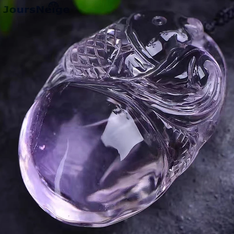 Wholesale Fine Purple Natural Crystal Pendants Hand Carved Fish Pendant Sweater Chain Necklace Lucky for Women Men Jewelry Wholesale Fine Purple Natural Crystal Pendants Hand Carved Fish Pendant Sweater Chain Necklace Lucky for Women Men Jewelry