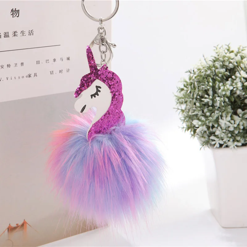 1Pcs Animal Unicorn Fur Keychain For Men Women Bag Car Ornament Phone Key Chain Kids Birthday Wedding Party Favors Gifts | Дом и сад
