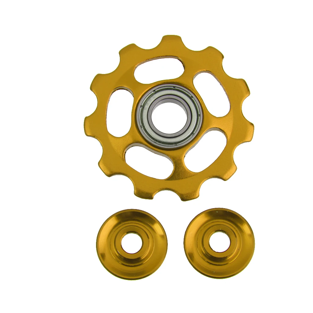 11T Aluminum Alloy Sealed Bearing Jockey Wheel Rear Derailleur Pulley for Mountain Road MTB Bike Gold/Black/Red/Blue