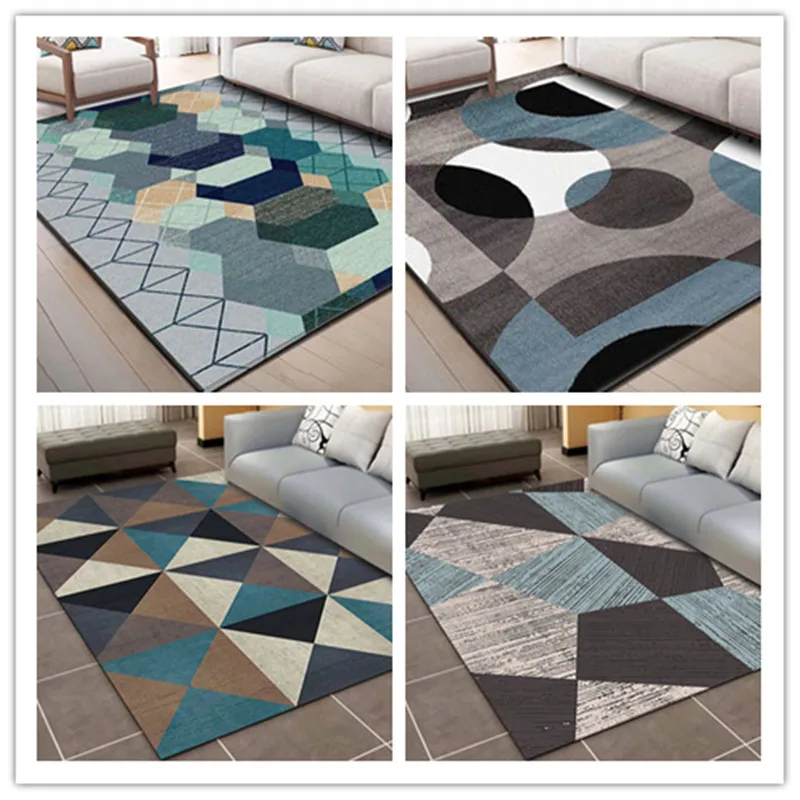 

Nordic Rug Dark Color Living Room Carpet Modern Geometric Pattern Area Rugs Shaggy Rug Easy Clean Tapetes Para Casa Sala