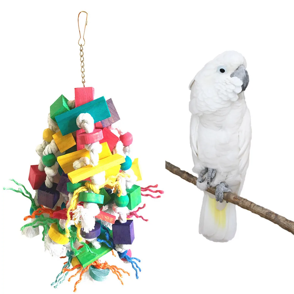 

Bird Toys Parrot Toys Pet Bird Hanging Building Toy Bird Cage Parrots Pendant Chew Toy Wooden Neps Vogel Speelgoed Birds Parrot