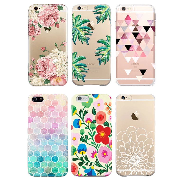 

Colorful Flower Tree Lattice Phone Case Cover for iPhone 5 5s 6 6S 7 Plus Fashion Beautiful Mermaid Scale Soft TPU Back Cover