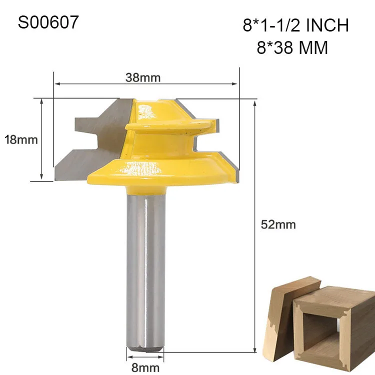 1/" 1/4" 8 мм хвостовик 45 градусов шипованные фрезы для дерева шарнирное долото деревообрабатывающий фрезерный станок с прямым углом ЧПУ Инструмент Бит - Длина режущей кромки: S00607