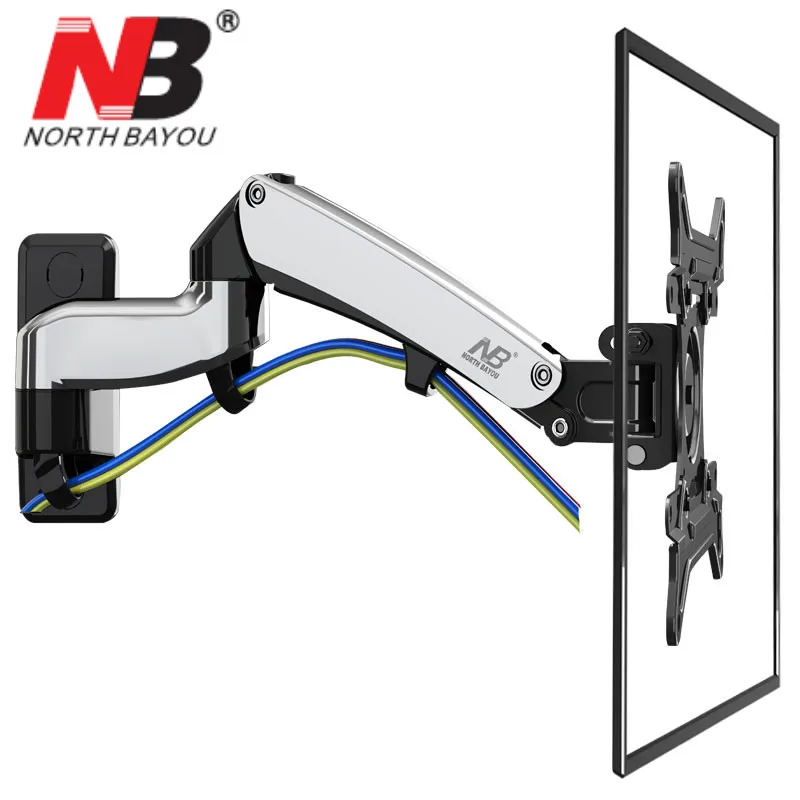NB F300 газовая пружина 360 градусов 30-4" ТВ настенное крепление ЖК-монитор держатель алюминиевый зеркальный полированный кронштейн
