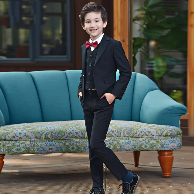 Boys Black Suits Set For Weddings Kids Prom Suits Blazer Clothes for