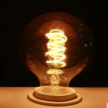 

Free Shipping 10pcs Vintage Spiral Lamp AC110-220V G80 Dimmable 4W 2200K Soft Flexible Filament LED Bulb For Bar home decorate