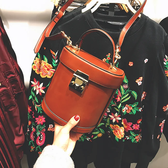 

Louis Top Quality Vintage Leather Bucket Box Style Women Casual Totes Shoulder Bag Ladies Crossbody Messenger Bags Handbag Bolsa