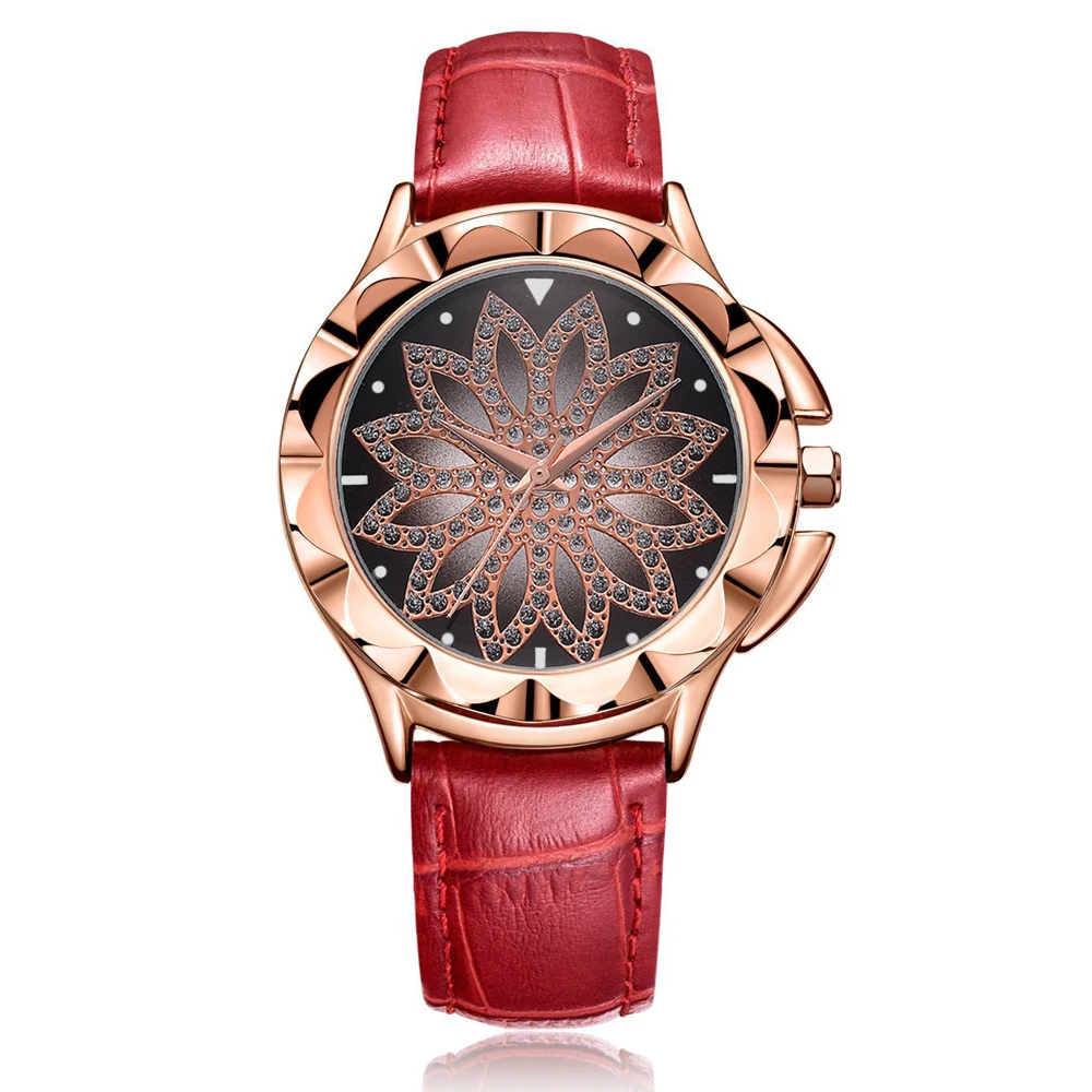 

Fashion Leather Watches Women Luxury Brand Rose Gold Dress Quartz Wristwatch for Women Crystal Female Clock Bracelet Reloj Mujer
