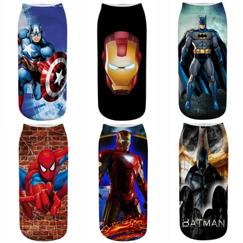 

Hot Cartoon Comics Superman Batman Captain America Hero Socks Cute 3D Print Socks Women Ankle Socks Unisex Funny Harajuku Socks