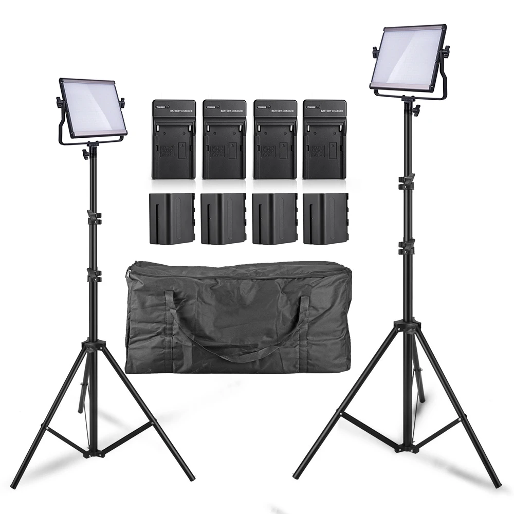 

2 Units CRI 96+ Ultra-thin 480 Led Video Light Panel 5500K Dimmeable LED Flat Panel Studio Video Light for Photography