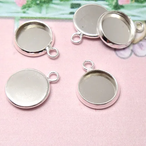 30pcs Inner 20mm/10mm/14mm/16mm/18mm/25mm Round Pendant Blank Silver