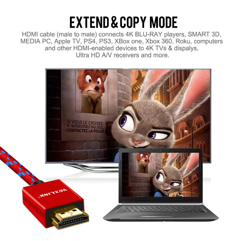 Кабель HDMI VOXLINK 3 фута/6 футов/10 футов сверхвысокоскоростной Папа папа с Ethernet 1080P 1 4 4K