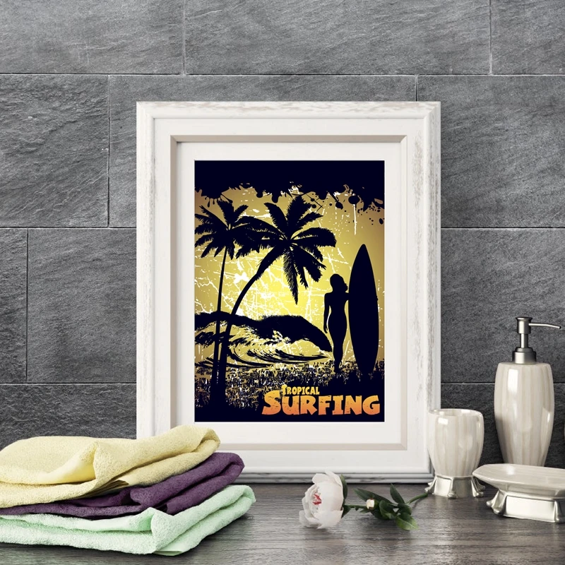 

Tropical Surfing Posters And Prints Wall Art Canvas Painting Pictures Beach Surf Art Wall Decoration