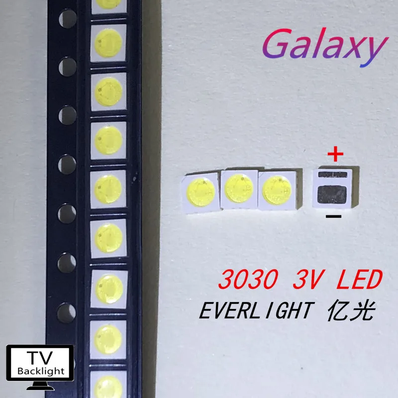 EVERLIGHT 200pcs Светодиодная подсветка 1W 3030 3V холодный белый 80-90LM TV App 62-113TUN2C/S5000-00F/TR8-T |