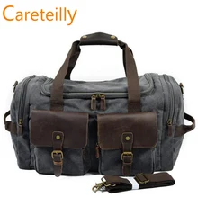 Careteilly холщовый вещевой мешок негабаритных кожаные выходные сумки для мужчин и женщин