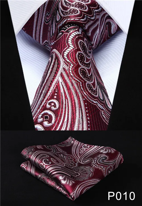 Мужской Шелковый галстук 3,", Модный цветочный Пейсли, вечерние, свадебные, классический, карманный, квадратный, деловой ГАЛСТУК, тканый Мужской Набор платков и галстуков - Цвет: P010