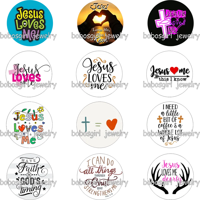 5pcs/set JESUS LOVES ME cross glass snap button Charm Popper for Snap Jewelry good quality BLOOM CHUNKS GS9676 | Украшения и