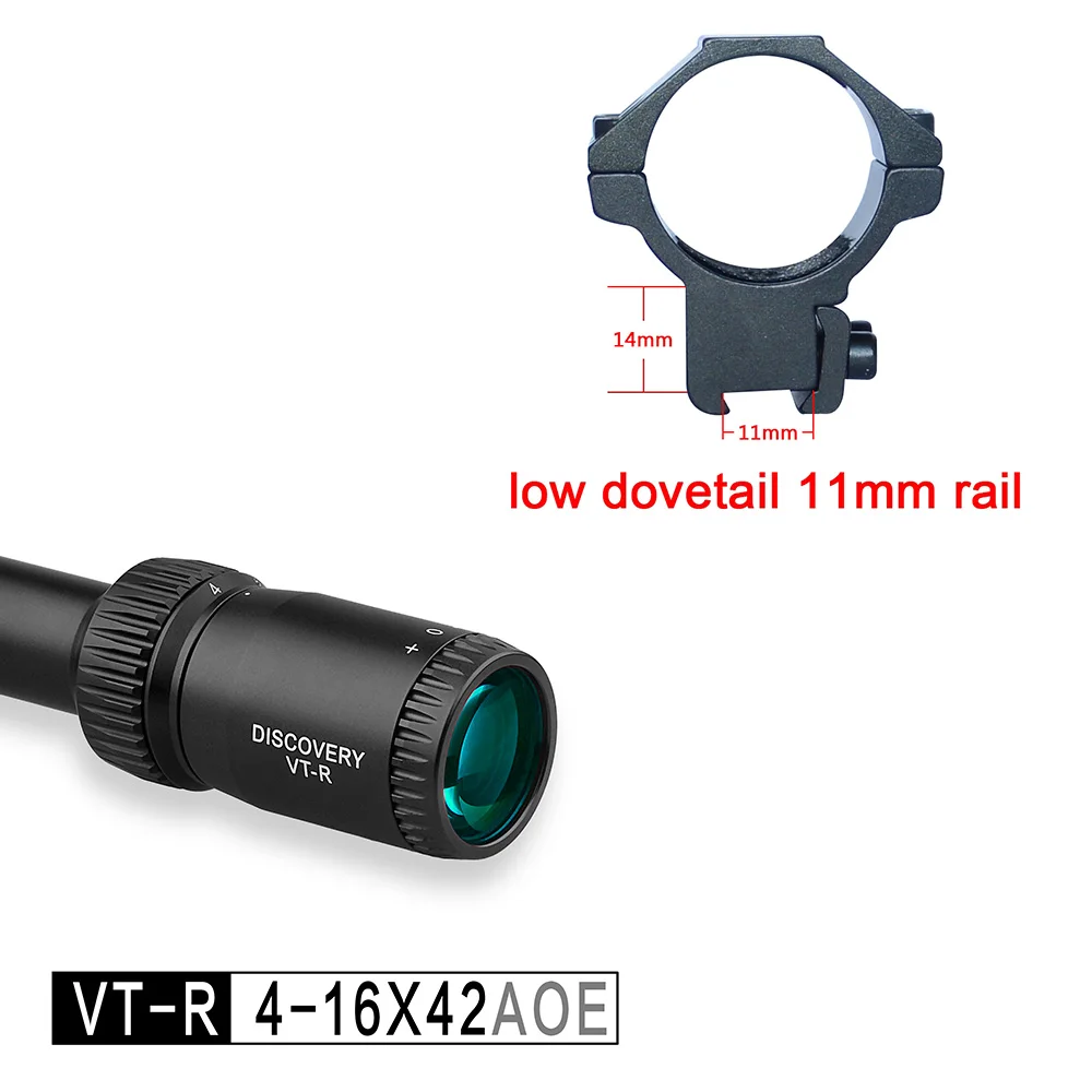 Дискавери оптика VT-R 4-16X42 AOE Tacticle Riflescope Mil точка сетка с подсветкой Охота Socpe - Цвет: low dovetail 11mm ra