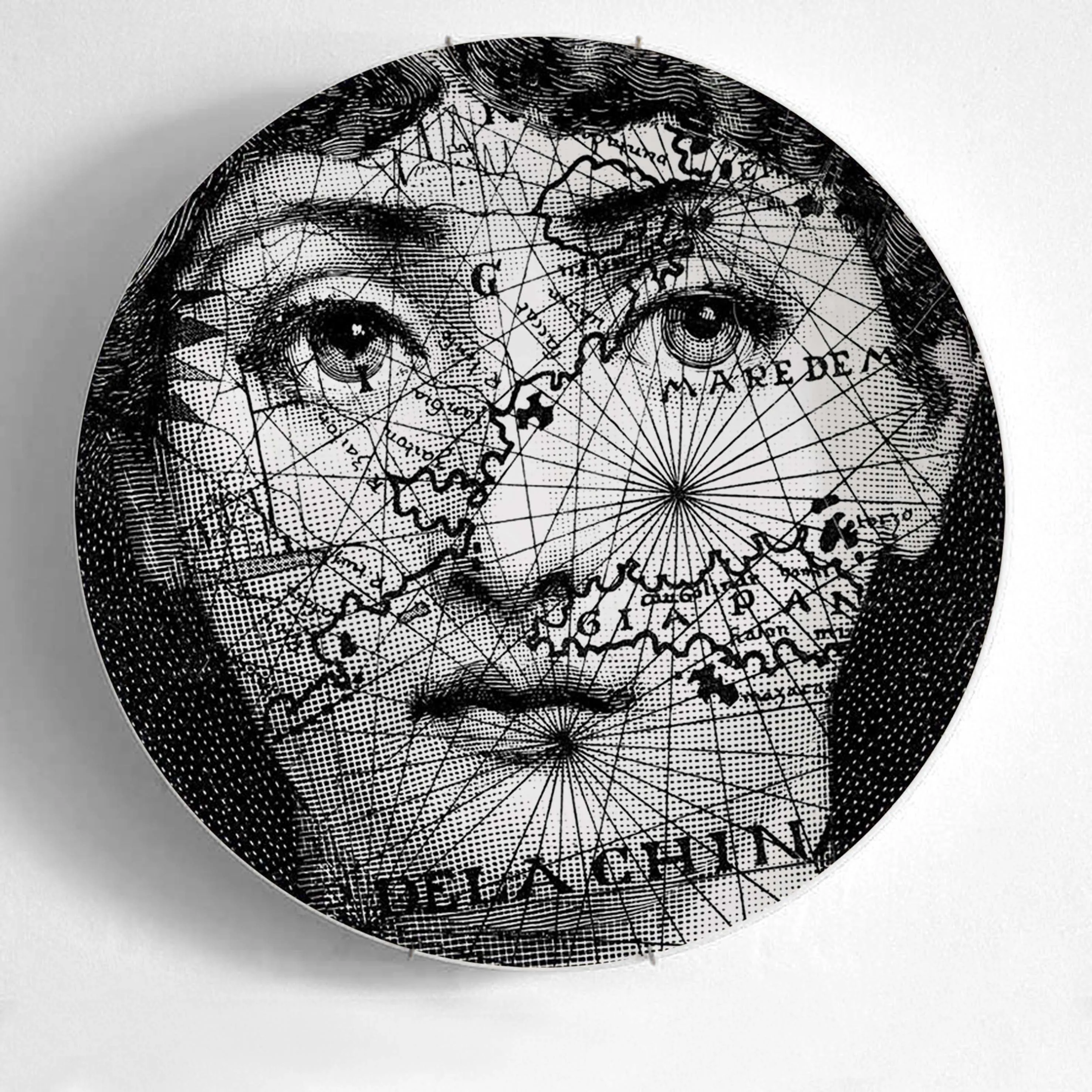 10-дюймовая шпилька для Fornasetti таблички для дома украшения Рождественские украшения для ужина пластина декоративная настенная посуда черный, белый цвет настенные тарелки - Цвет: 23