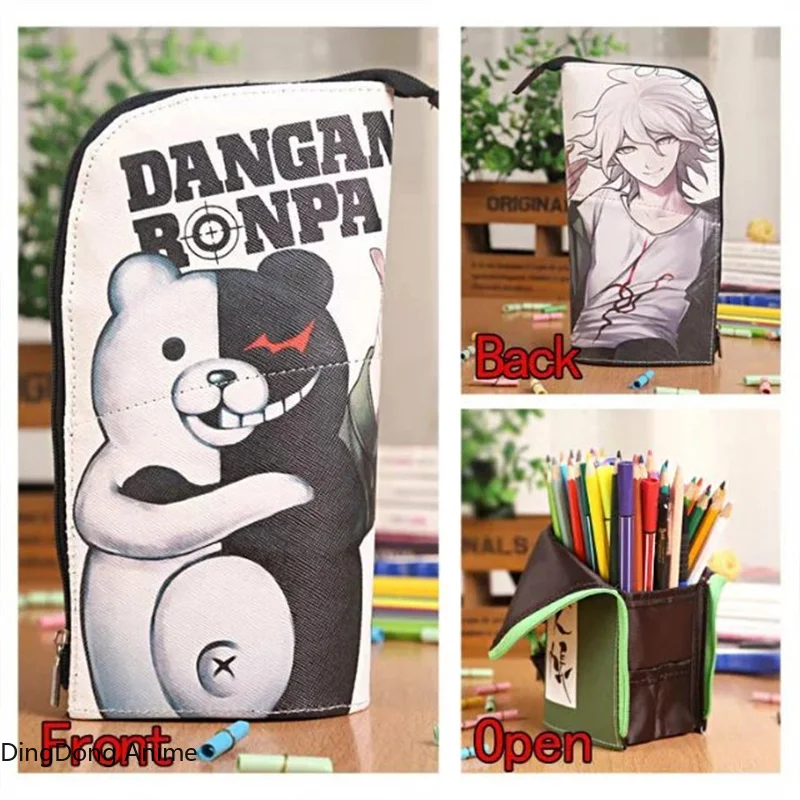 

Anime cartoon zip PenBag Cosmetic bag Attack on Titan Hatsune Miku Danganronpa SAO student pu Pencil Case pencil vase Stationery