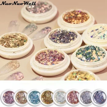 

100boxes/set Laser Mixed Nail Powder gel Shiny Glitter Colorful Nail Flakes 3d DIY Charm Dust Nails for Art Decoration